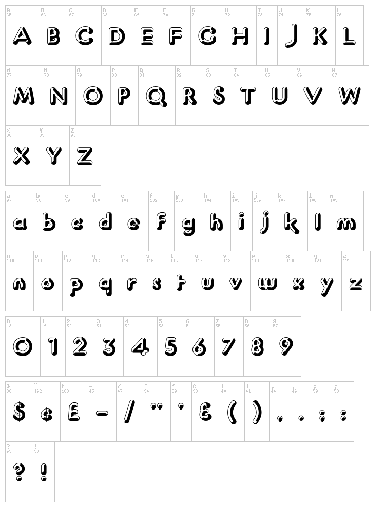 K22 Lucifer No. 1 font map